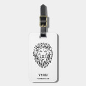 Schwarz-Weiß-Tribal-Lion Gepäckanhänger (Vorderseite vertikal)