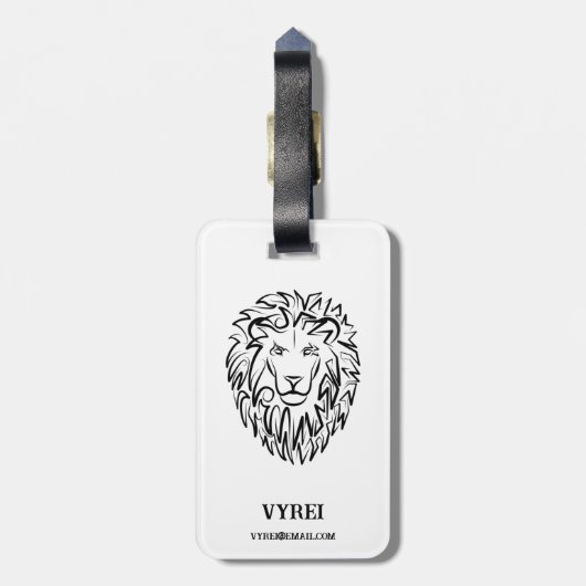 Schwarz-Weiß-Tribal-Lion Gepäckanhänger (Rückseite vertikal)