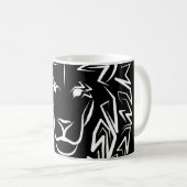 Schwarz-Weiß-Tribal-Lion Kaffeetasse (VorderseiteRechts)