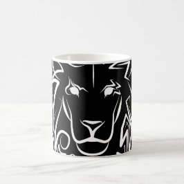Schwarz-Weiß-Tribal-Lion Kaffeetasse