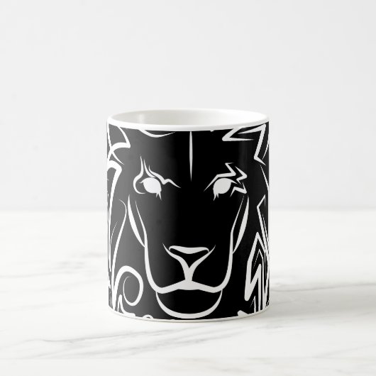 Schwarz-Weiß-Tribal-Lion Kaffeetasse (Mittel)