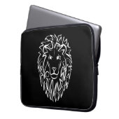 Schwarz-Weiß-Tribal-Lion Laptopschutzhülle (Vorderseite Links)