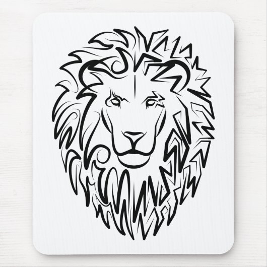 Schwarz-Weiß-Tribal-Lion Mousepad (Vorne)