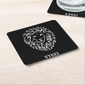 Schwarz-Weiß-Tribal-Lion Rechteckiger Pappuntersetzer (angewinkelt)