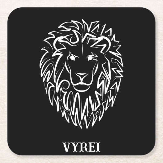 Schwarz-Weiß-Tribal-Lion Rechteckiger Pappuntersetzer (Vorderseite)