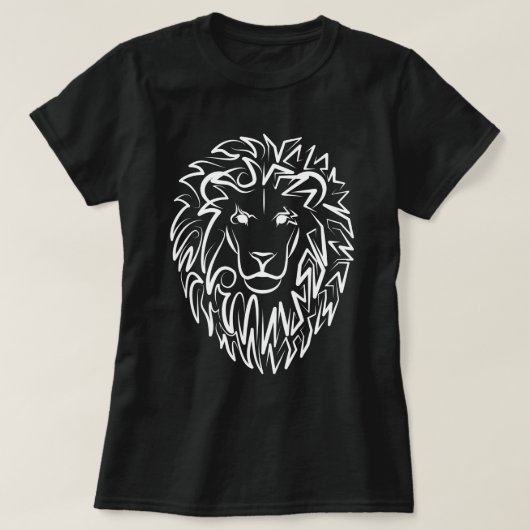 Schwarz-Weiß-Tribal-Lion T-Shirt (Design vorne)