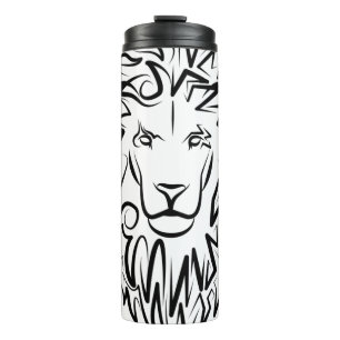 Schwarz-Weiß-Tribal-Lion Thermosbecher