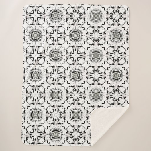 Schwarz-Weiß-Tribal Modernes Muster Sherpadecke (Vorderseite)