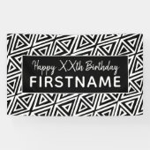 Schwarz-Weiß-Tribal-Muster Geburtstagsparty Banner (Horizontal)