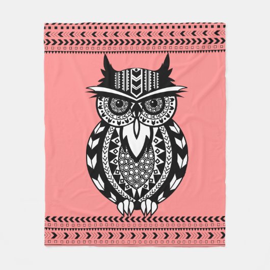 Schwarz-Weiß-Tribal-Owl Custom Fleecedecke (Vorderseite)