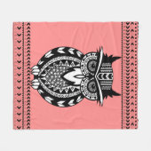 Schwarz-Weiß-Tribal-Owl Custom Fleecedecke (Vorderseite (Horizontal))