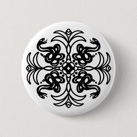 Schwarz-Weiß-Tribal-Rattlesnake Mandala Button (Vorderseite)