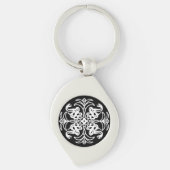 Schwarz-Weiß-Tribal-Rattlesnake Mandala Schlüsselanhänger (Vorderseite)
