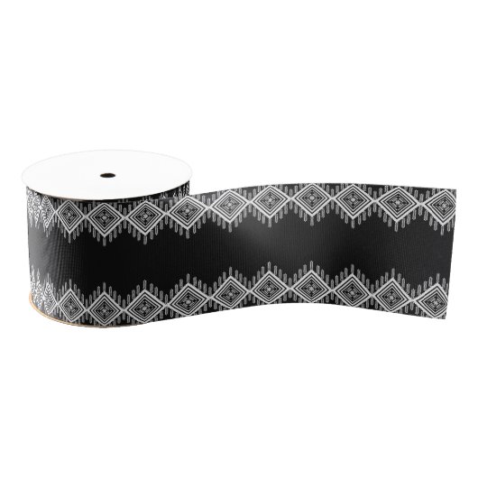 Schwarz-Weiß-Tribal Ripsband (Spule)