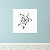 Schwarz-Weiß-Tribal-Schildkröte Leinwanddruck (Insitu (Holzboden))