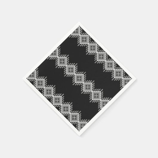 Schwarz-Weiß-Tribal Serviette (Ecke)
