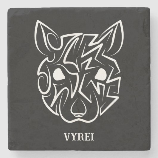 Schwarz-Weiß-Tribal Steinuntersetzer (Vorderseite)