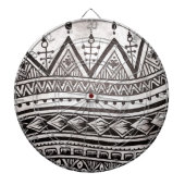Schwarz-Weiß-Tribal Tätogeometrisches Muster Dartscheibe (vorne)