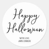 Schwarz-Weiß-Trick oder Treat, glückliches Hallowe Runder Aufkleber (Vorderseite)