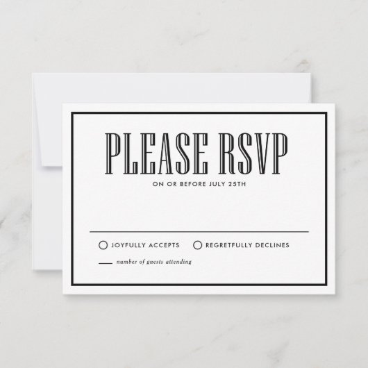 Schwarz/Weiß | Trinken und Verheiratet sein UAWG RSVP Karte (Vorderseite)