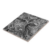 Schwarz-Weiß-Trippy-Line-Portrait Fliese (Seite)