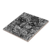 Schwarz-Weiß-Trippy-Line-Portrait Fliese (Seite)