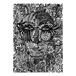 Schwarz-Weiß-Trippy-Line-Portrait Fotodruck