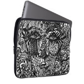Schwarz-Weiß-Trippy-Line-Portrait Laptopschutzhülle (Vorne Rechts)