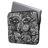 Schwarz-Weiß-Trippy-Line-Portrait Laptopschutzhülle (Vorderseite Links)
