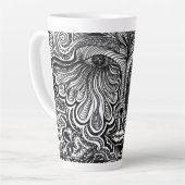 Schwarz-Weiß-Trippy-Line-Portrait Milchtasse (Linke Ecke)