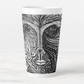 Schwarz-Weiß-Trippy-Line-Portrait Milchtasse (Vorderseite)