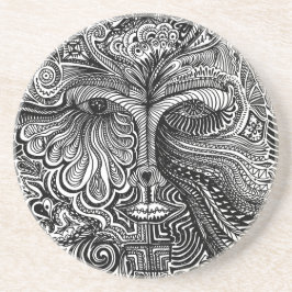 Schwarz-Weiß-Trippy-Line-Portrait Sandstone Getränkeuntersetzer