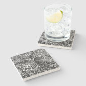 Schwarz-Weiß-Trippy-Line-Portrait Steinuntersetzer (Seitenansicht)