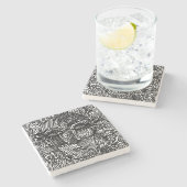 Schwarz-Weiß-Trippy-Line-Portrait Steinuntersetzer (Seitenansicht)