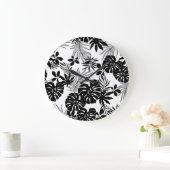 Schwarz-Weiß-Tropen: Silhouette Natur Große Wanduhr (Zuhause)
