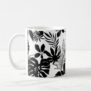 Schwarz-Weiß-Tropen: Silhouette Natur Kaffeetasse