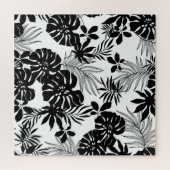 Schwarz-Weiß-Tropen: Silhouette Natur Puzzle (Horizontal)