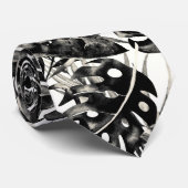 Schwarz-Weiß-Tropenpalme Blätter Insel Chic Krawatte (Gerollt)