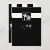 Schwarz-Weiß-Tropenpalme Modern Save the Date Ankündigungspostkarte (Vorne/Hinten)