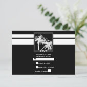 Schwarz-Weiß-Tropenpalme Moderne Hochzeitsreise RS RSVP Karte (Stehend Vorderseite)
