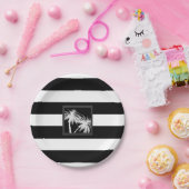 Schwarz-Weiß-Tropenpalmen Moderne Hochzeit Pappteller (Party)