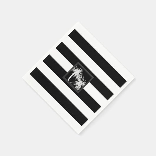 Schwarz-Weiß-Tropenpalmen Moderne Hochzeit Serviette (Ecke)