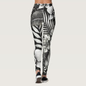 Schwarz-Weiß-Tropenschaum Leggings (Rückseite)