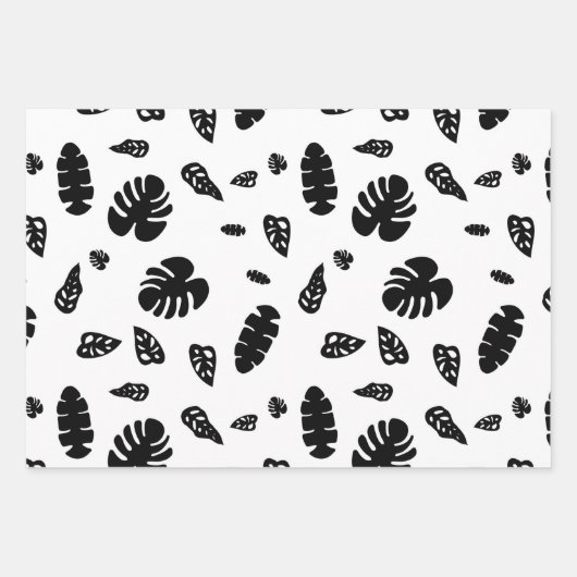 Schwarz-Weiß-Tropical Summer Blätter Muster (Vorderseite 3)