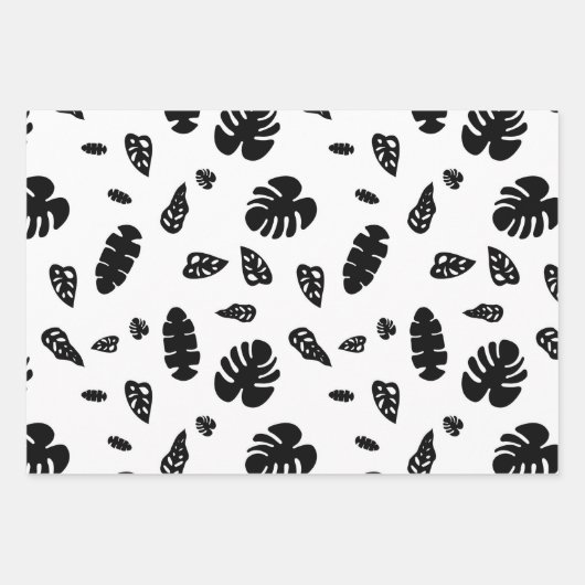 Schwarz-Weiß-Tropical Summer Blätter Muster (Vorderseite 2)