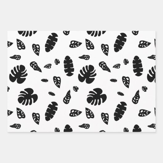 Schwarz-Weiß-Tropical Summer Blätter Muster (Vorderseite)