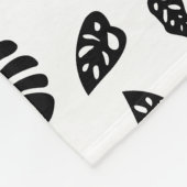 Schwarz-Weiß-Tropical Summer Blätter Muster Fleecedecke (Ecke)