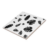 Schwarz-Weiß-Tropical Summer Blätter Muster Fliese (Seite)