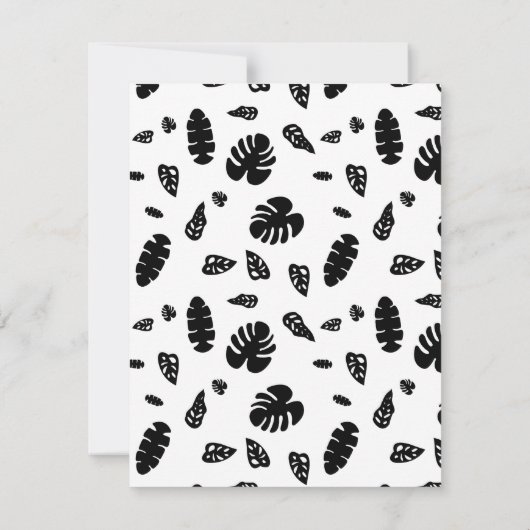 Schwarz-Weiß-Tropical Summer Blätter Muster Mitteilungskarte (Rückseite)