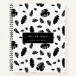 Schwarz-Weiß-Tropical Summer Blätter Muster Notizblock